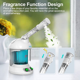 Denfany Facial Steamer side view showcasing 360° rotatable sprayer