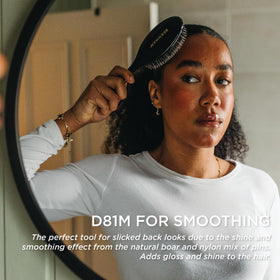 Denman Boar Bristle Hair Brush in use on medium thick hair