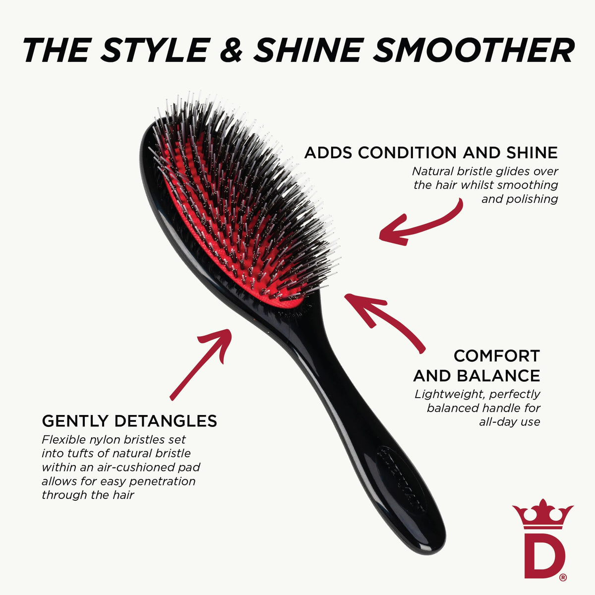 Denman Boar Bristle Hair Brush packaging display