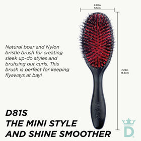 Denman Cushion Hair Brush Small showing nylon quill bristles