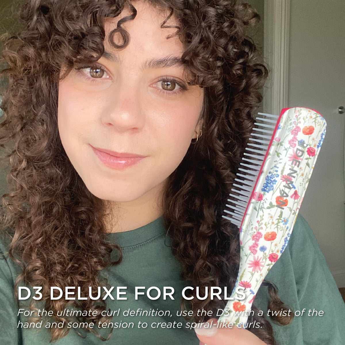 Denman D3 Curly Hair Brush back view with ergonomic handle