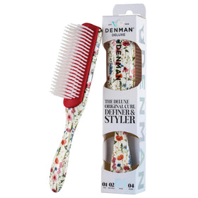 Denman D3 Curly Hair Brush front view with floral design
