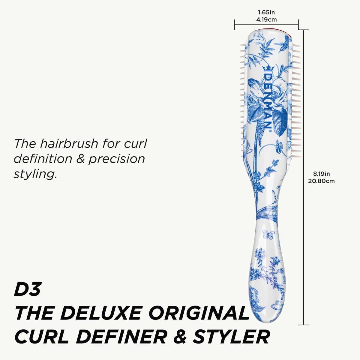 Denman D3 Curly Hair Brush showcasing detangling bristles