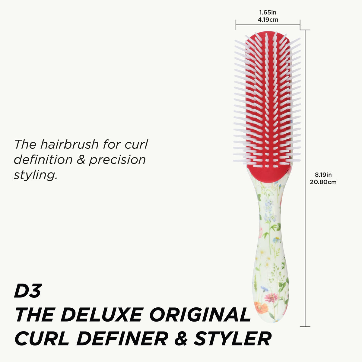Denman D3 Curly Hair Brush side view showcasing bristles