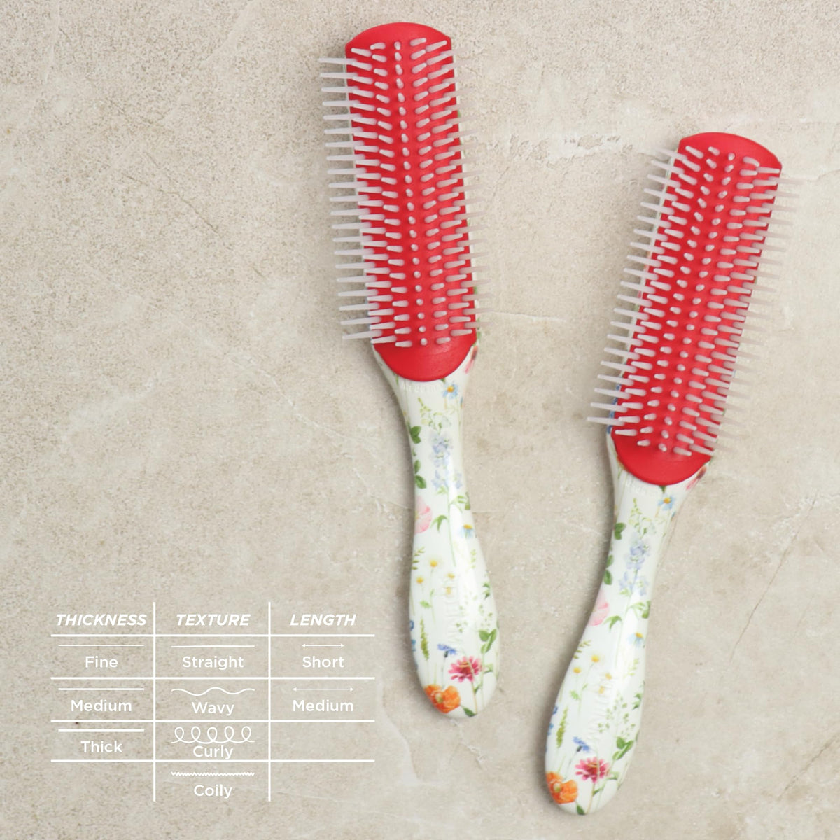 Denman D3 Curly Hair Brush with a variety of hair types