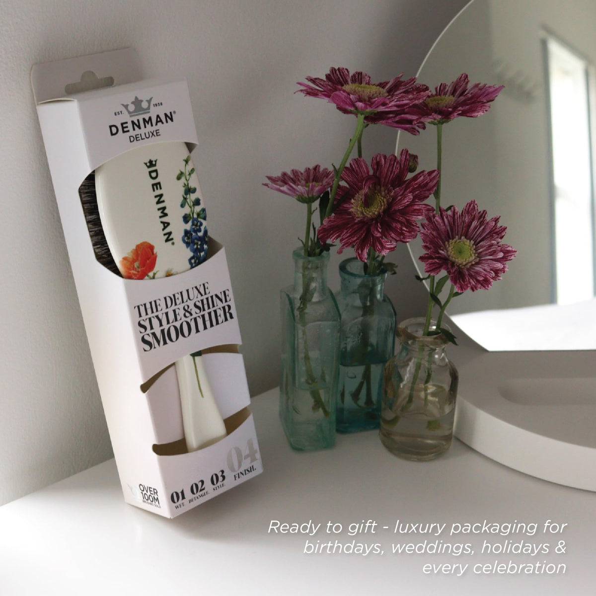 Denman D81M Boar Bristle Hair Brush with natural shine effect