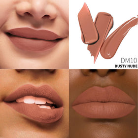 Depuplum Matte Liquid Lipstick in bold red shade on lips