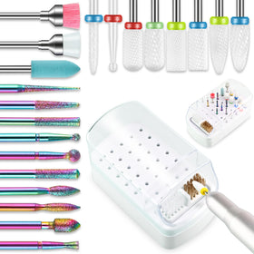 Depvko Nail Drill Bits Set 21pcs with pink holder case