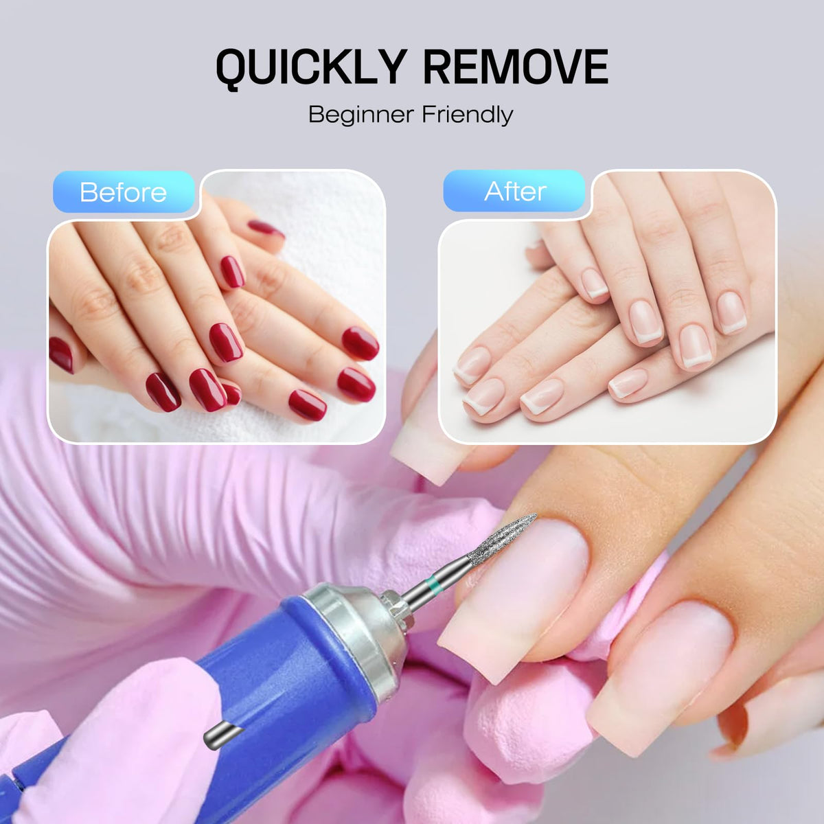Depvko nail drill bits set including dust-proof rings