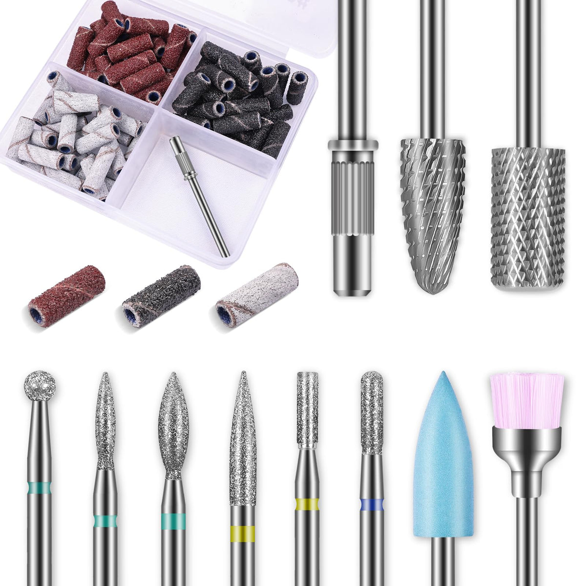 Depvko Nail Drill Bits Set with 10 carbide bits and cleaning brush