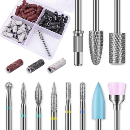 Depvko Nail Drill Bits Set with 10 carbide bits and cleaning brush