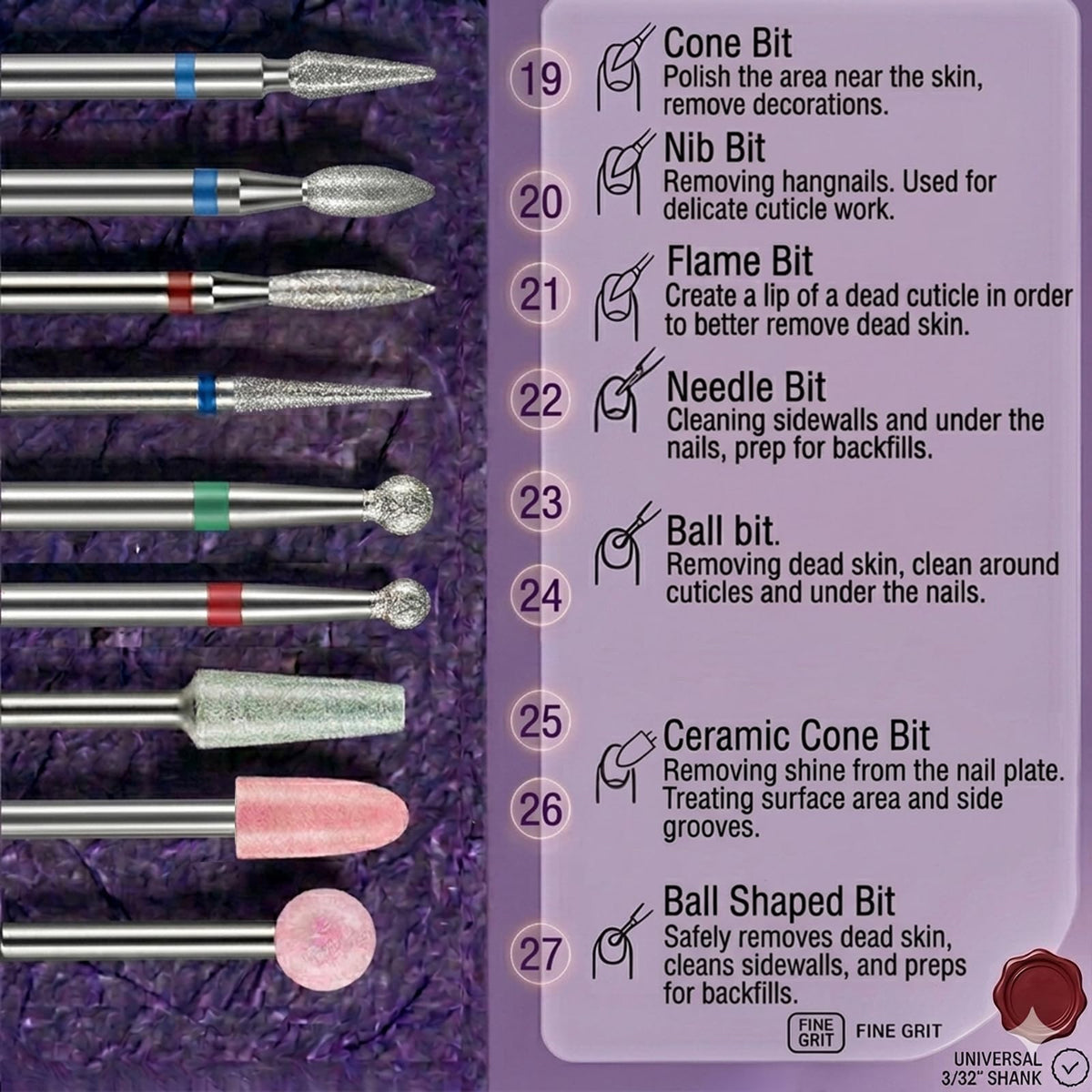Depvko nail drill bits set with rainbow carbide bits