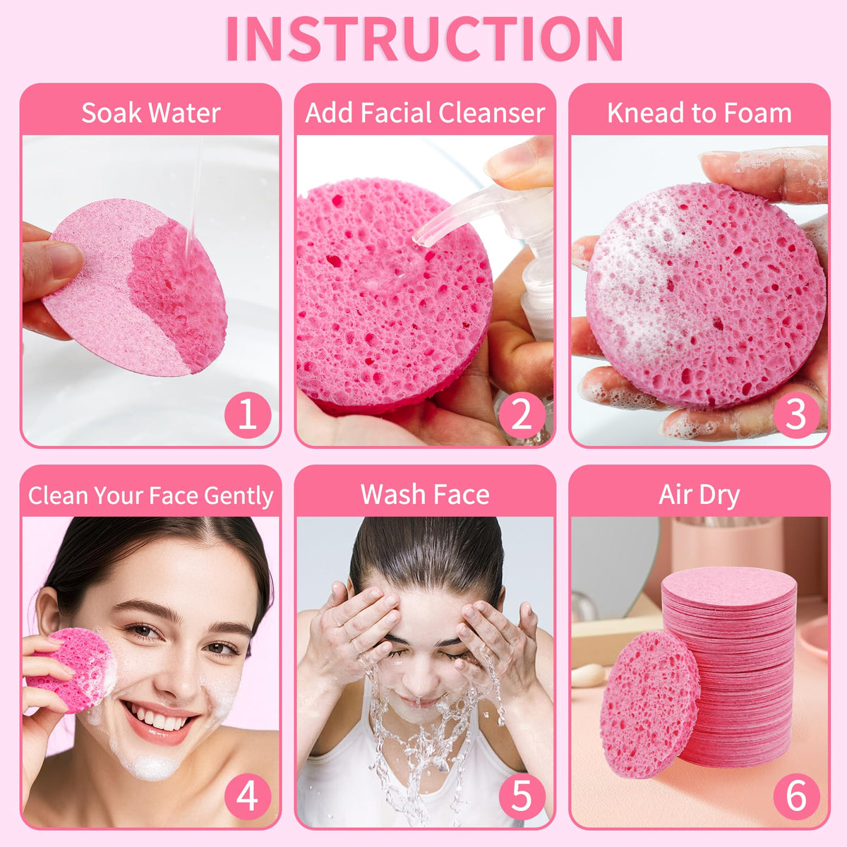 derloyo compressed facial sponges stacked neatly