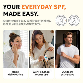 Derma B Everyday Aqua Fit Sunscreen SPF50 with skincare products
