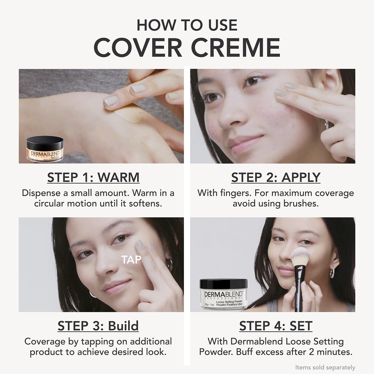 Dermablend Cover Creme Foundation SPF 30 10C Rose Beige with setting powder