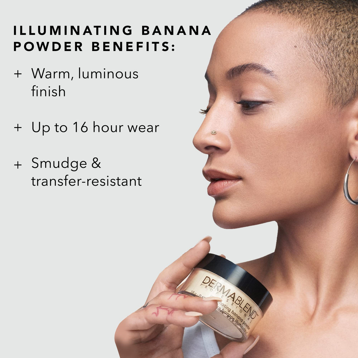 Dermablend Illuminating Banana Loose Setting Powder in use