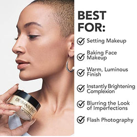 Dermablend Illuminating Banana Loose Setting Powder on a makeup table