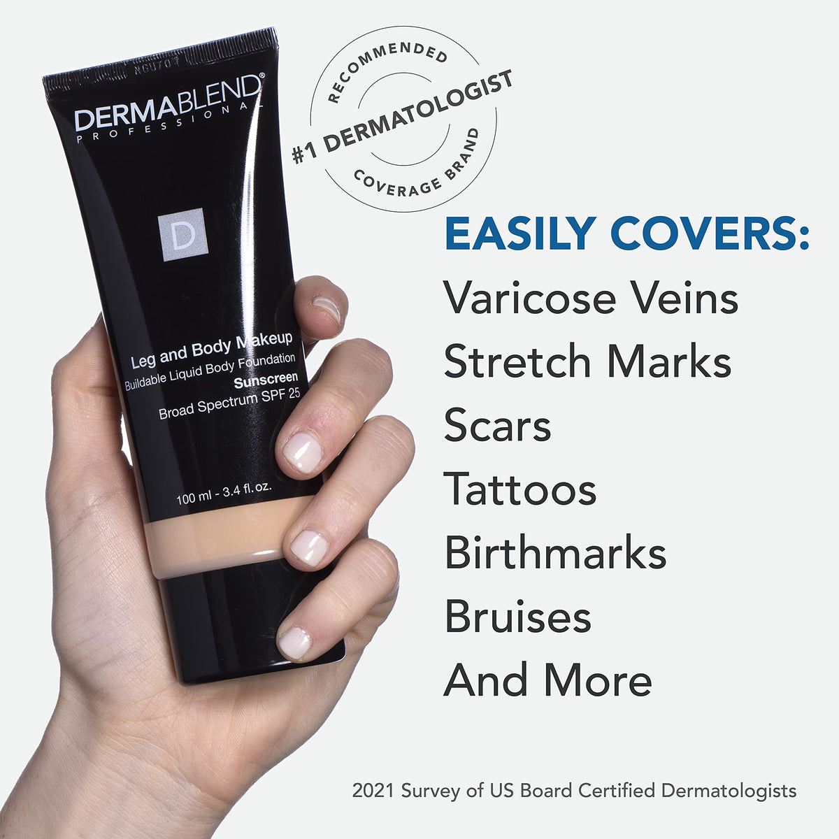 Dermablend Leg & Body Makeup Foundation SPF 25, 10N in use outdoors