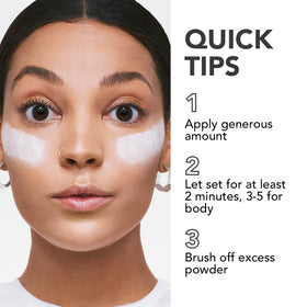 Dermablend Loose Setting Powder in use on a model's face