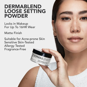 Dermablend Loose Setting Powder on makeup table