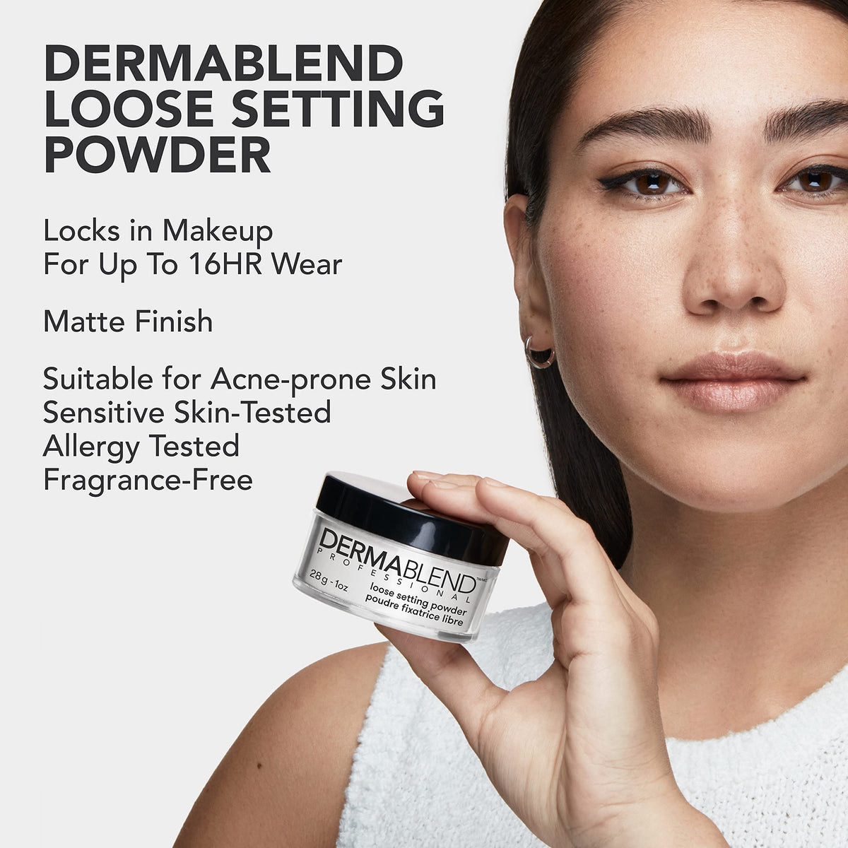 Dermablend Loose Setting Powder Translucent 100g on makeup table
