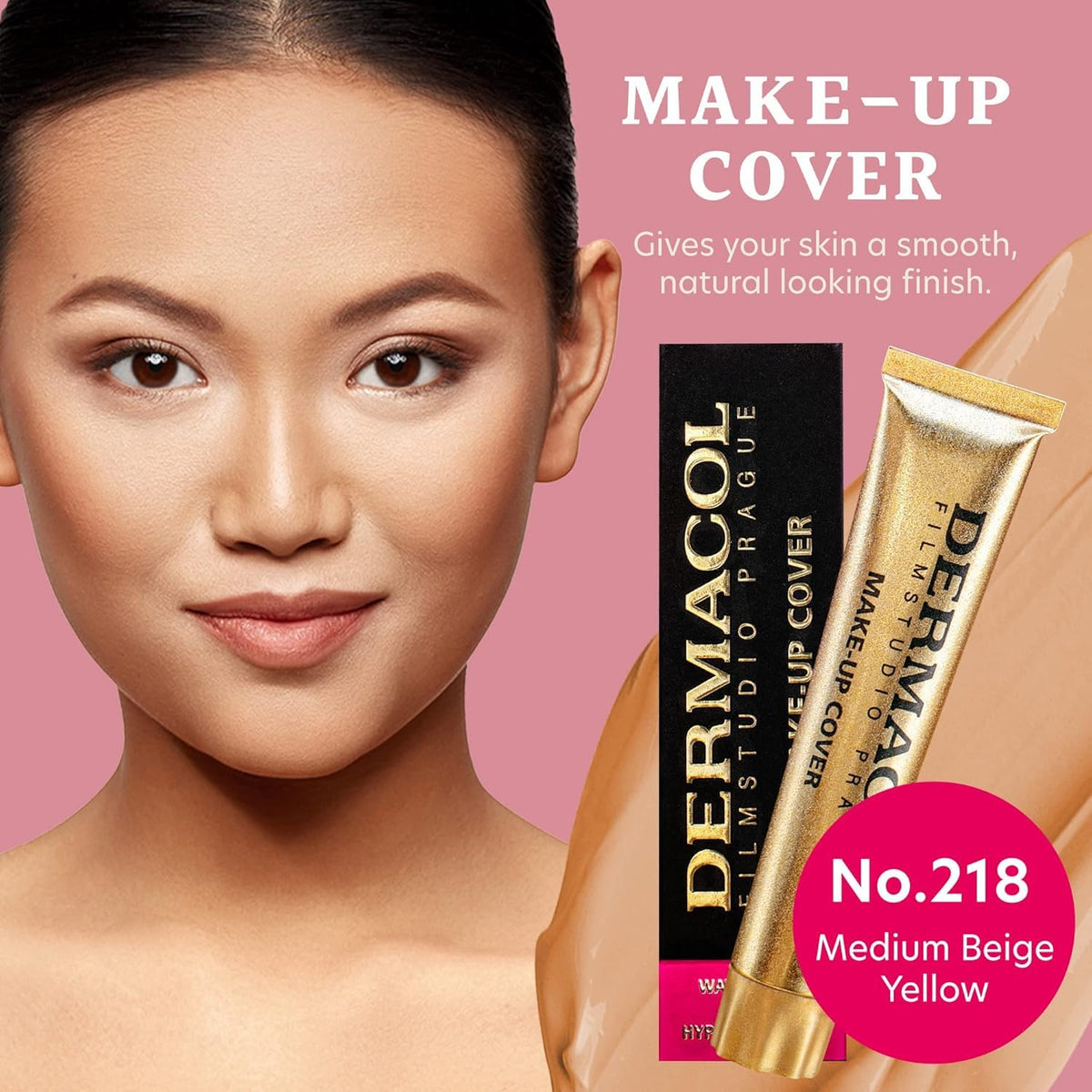 Dermacol Full Coverage Matte Foundation No.218 swatch on skin