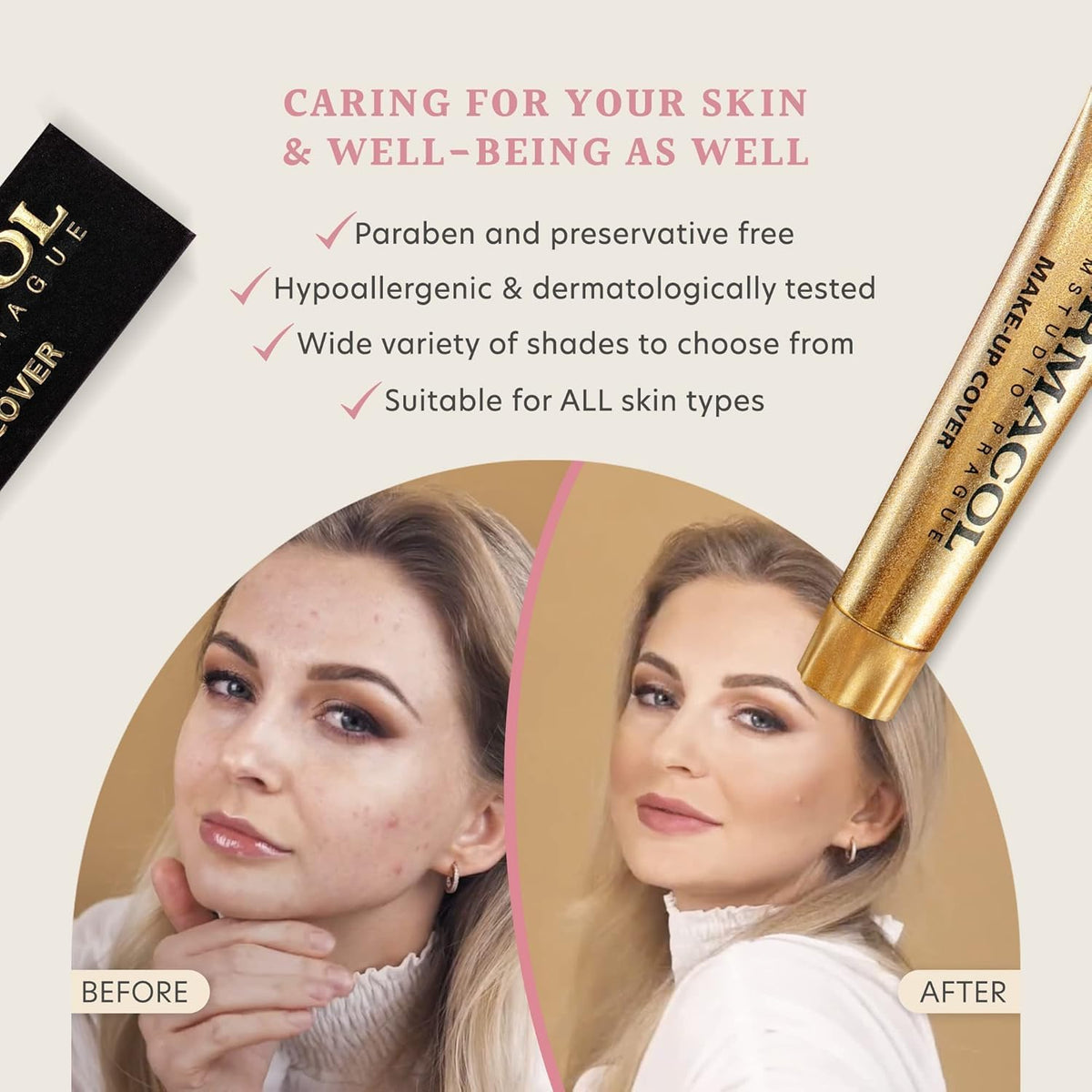 Dermacol Full Coverage Tattoo Cover Matte Foundation SPF 30 with makeup brush