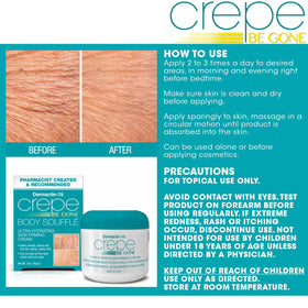 Dermactin Crepe Be Gone Body Souffle 3oz on a bathroom counter