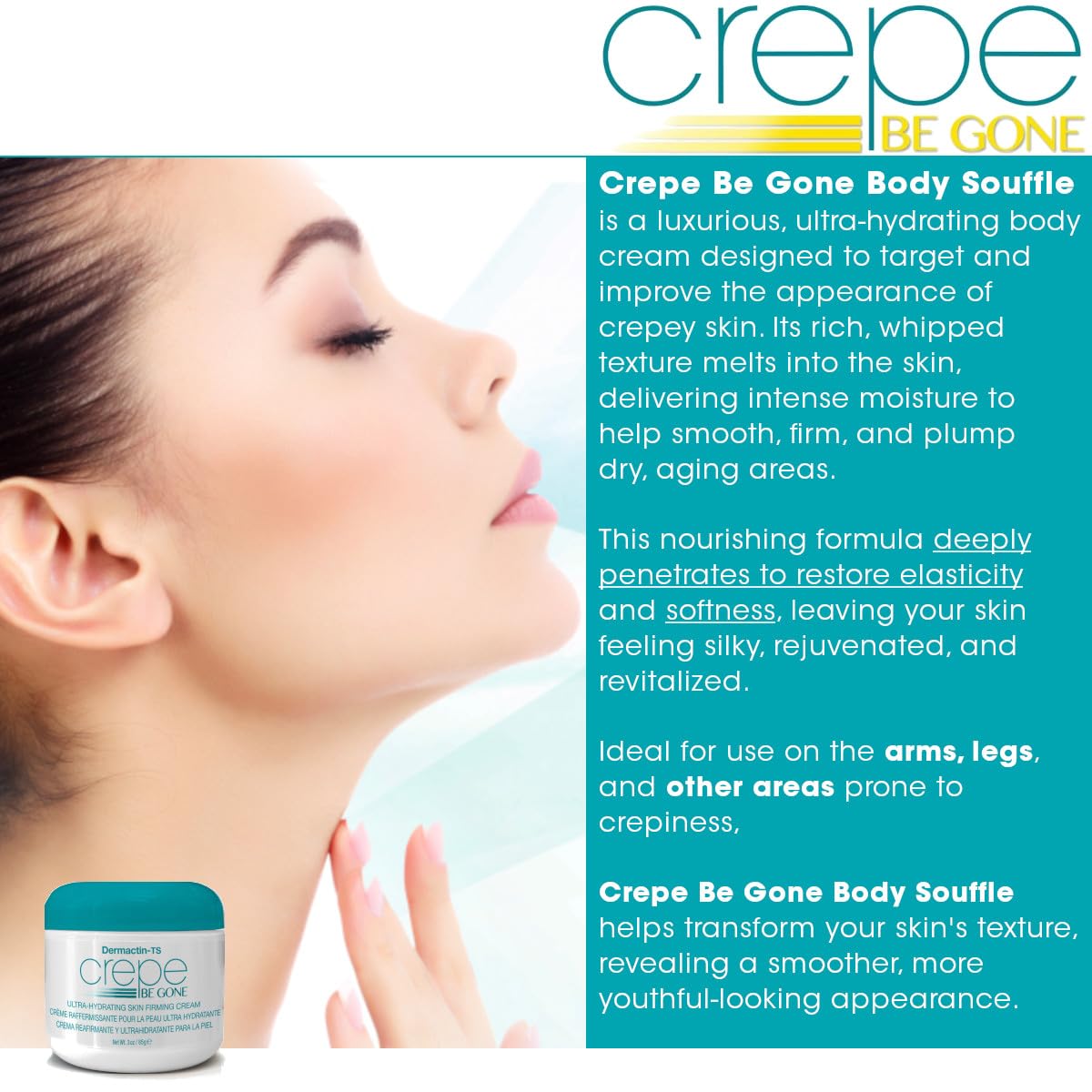 Dermactin Crepe Be Gone Body Souffle packaging details