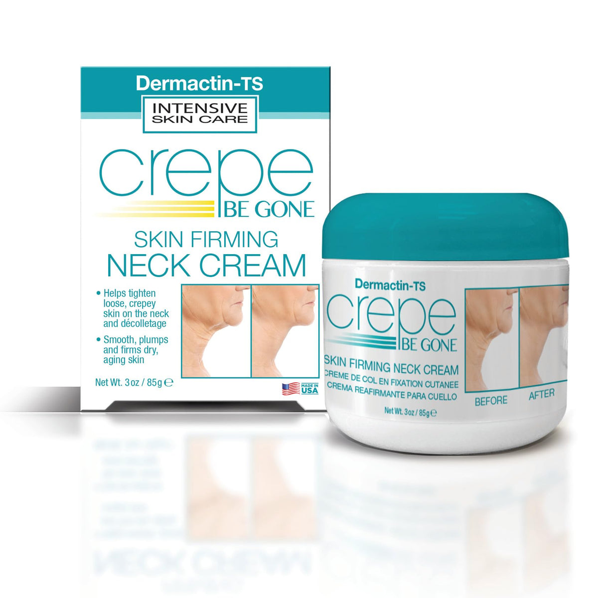 Dermactin Crepe Be Gone Firming Neck Cream 3 oz jar front view