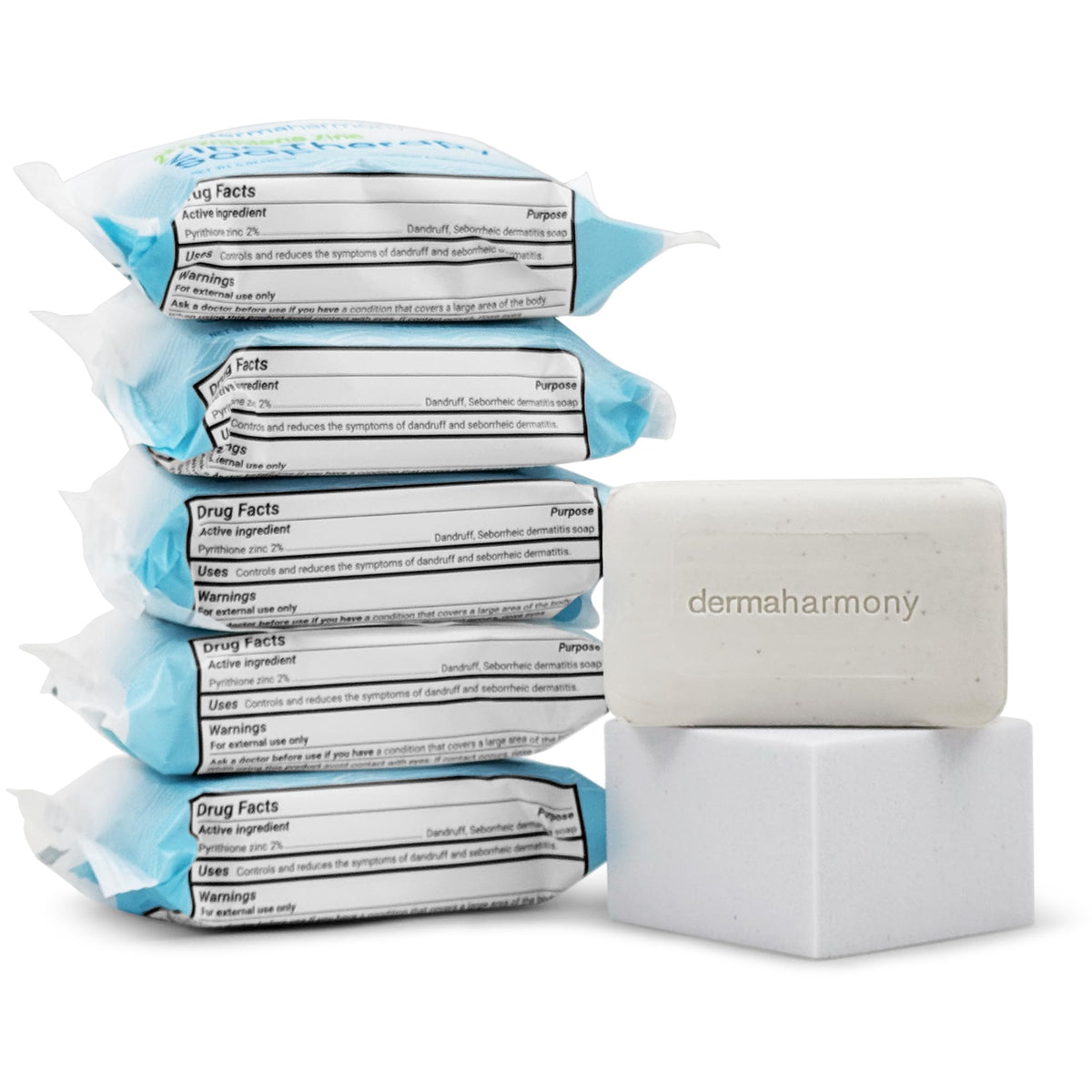 Dermaharmony soap bar displayed on a bathroom counter