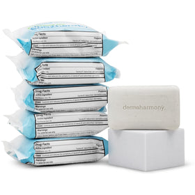 Dermaharmony soap bar displayed on a bathroom counter