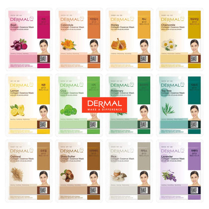 DERMAL 12 Combo Pack Collagen Essence Face Mask front view
