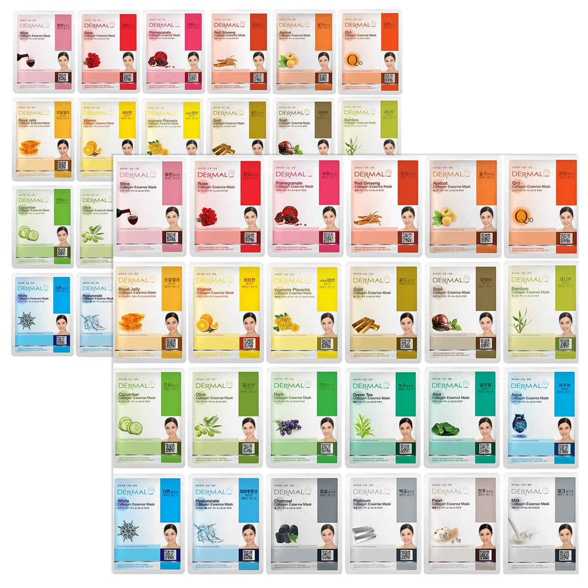 DERMAL 48 Korean Essence Sheet Mask Variety Pack front view