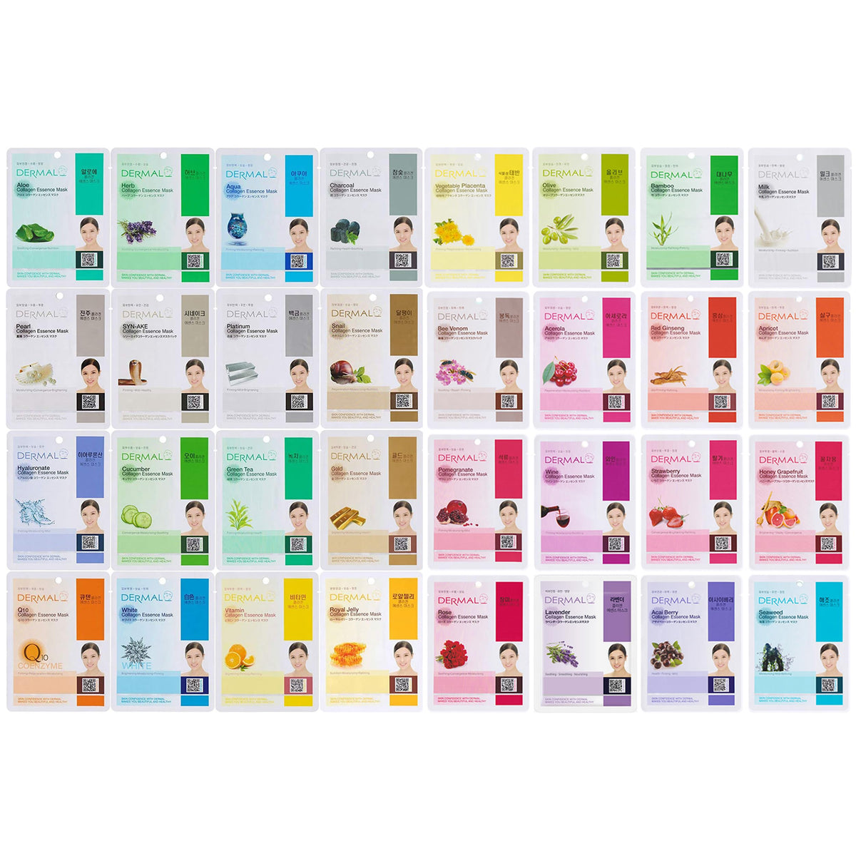 DERMAL Collagen Essence Full Face Mask Set 32 sheets front view