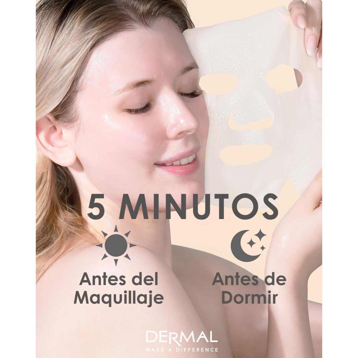 DERMAL essence sheet mask on a bathroom counter