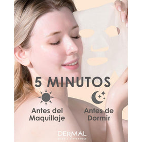 DERMAL essence sheet mask on a bathroom counter