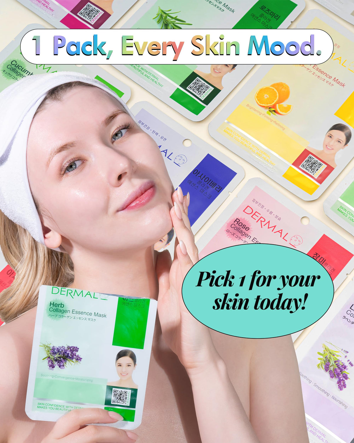 DERMAL face mask being applied on a model