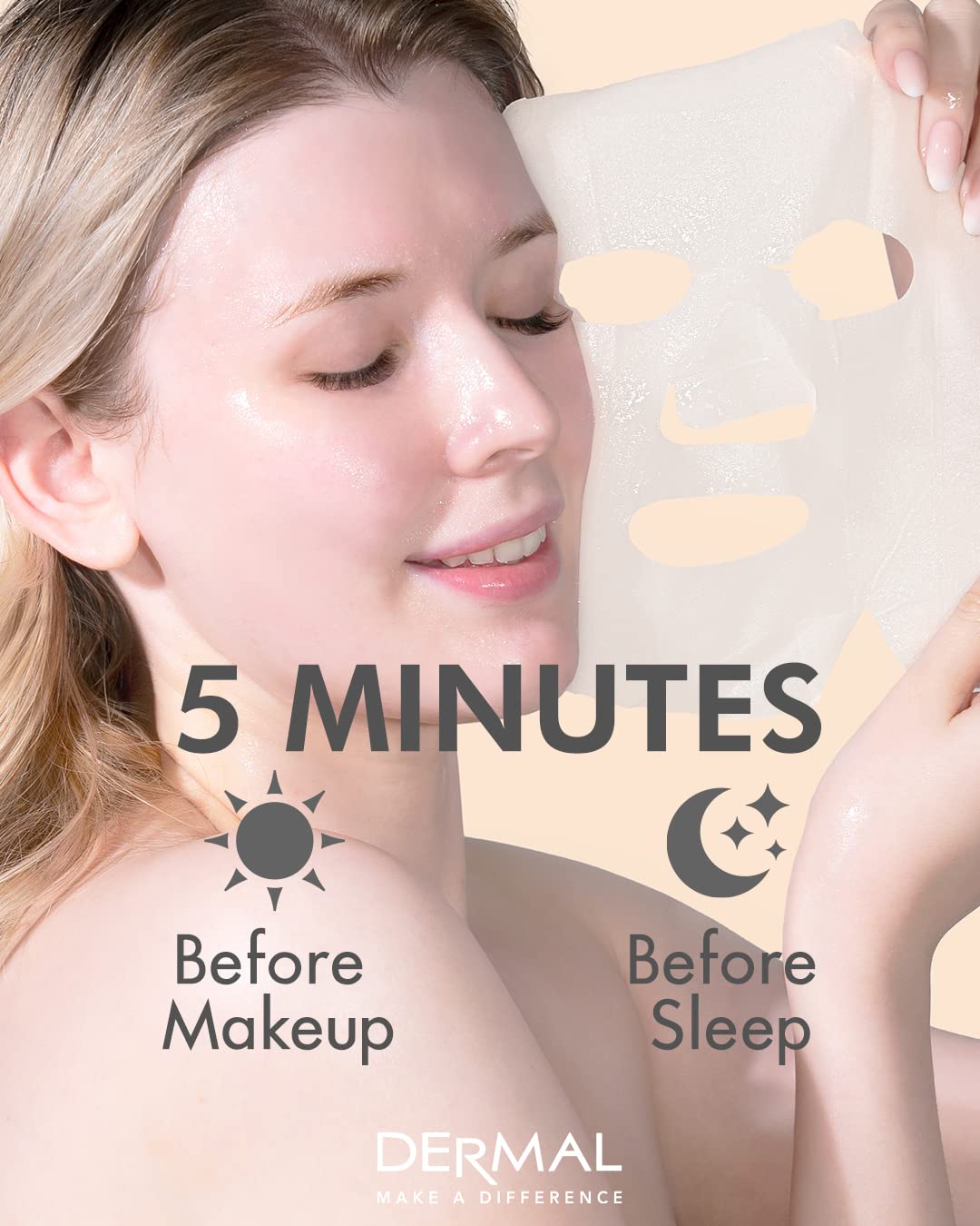 DERMAL mask sheets with natural ingredients background