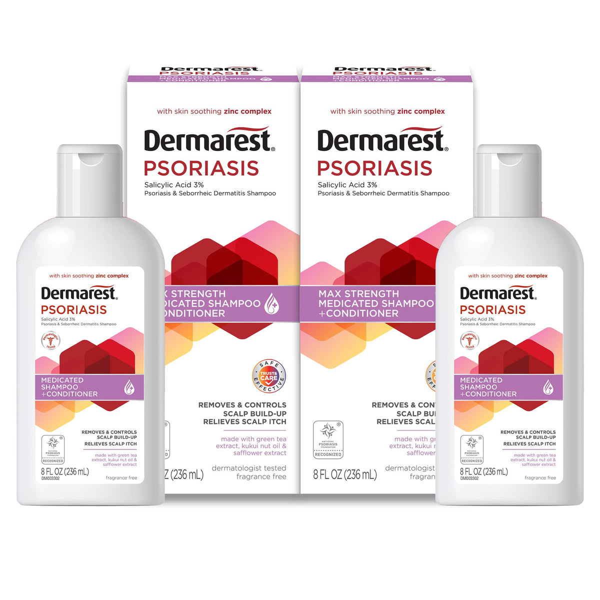 Dermarest Psoriasis Shampoo front view, 8 fl oz bottle