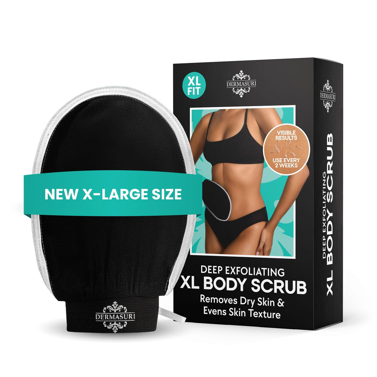 Dermasuri Exfoliating Body Scrubber Glove XL front view