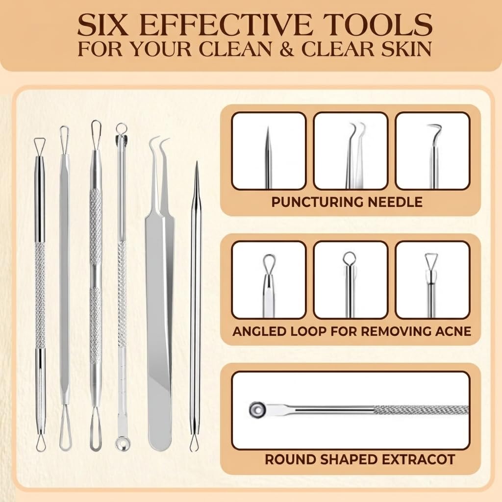 DERMATED 6-in-1 tool kit for blemish removal