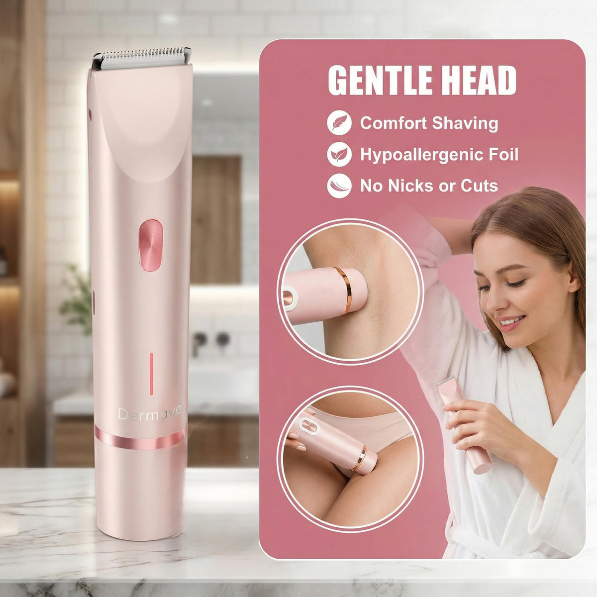 Dermave Bikini Shaver waterproof feature demonstration