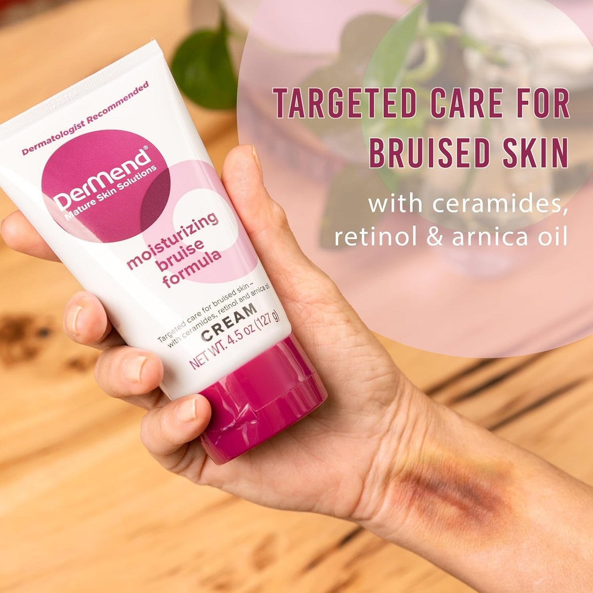 Dermend Arnica Bruise Cream application on skin
