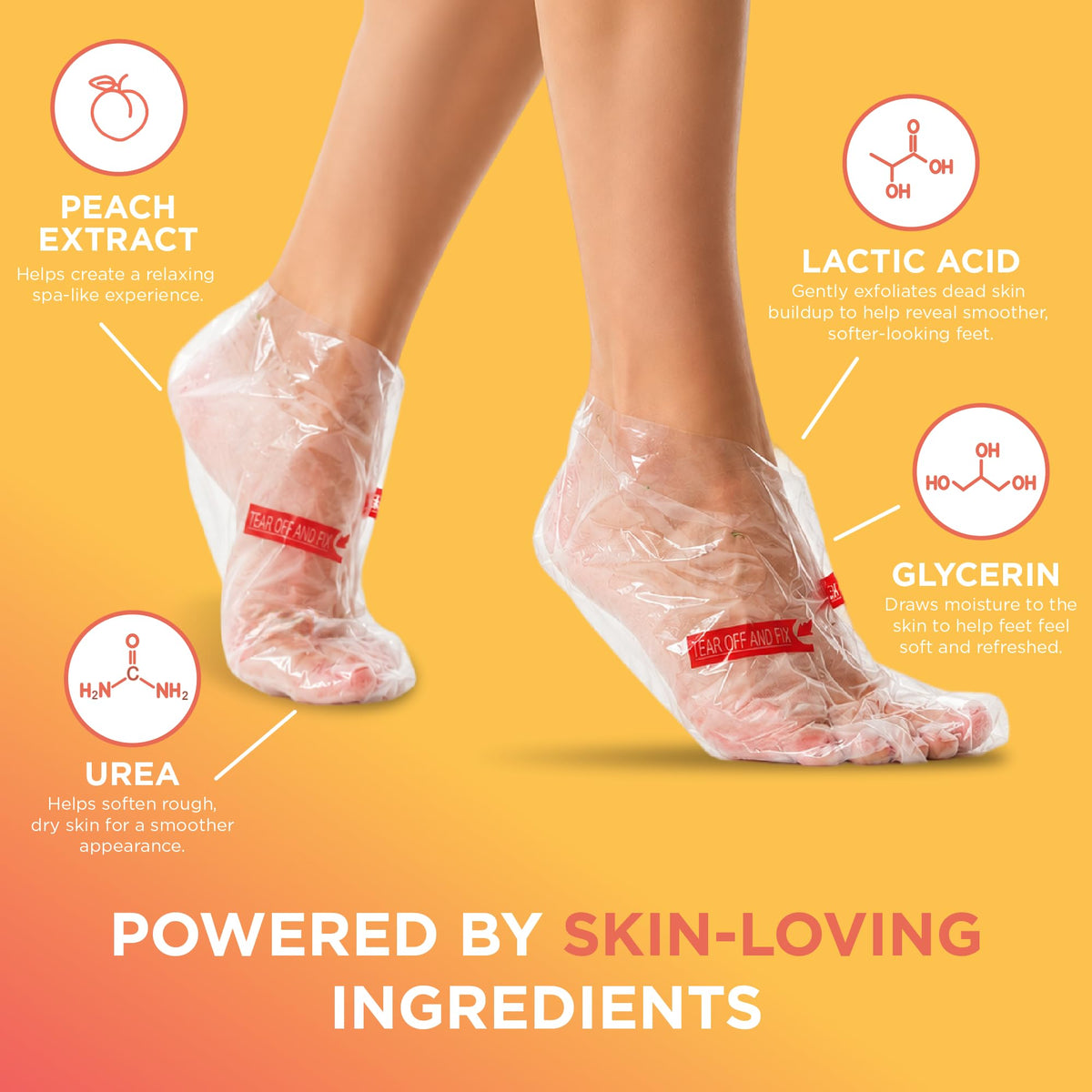 DERMORA Foot Peel Mask booties on a bathroom counter