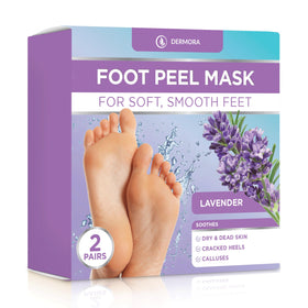 DERMORA Foot Peel Mask Lavender front view with packaging
