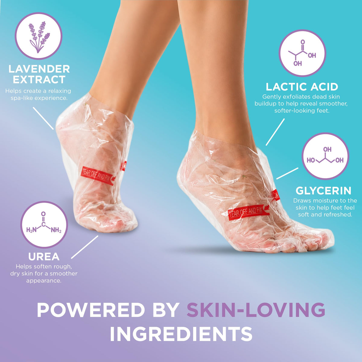DERMORA Foot Peel Mask Lavender packaging back view