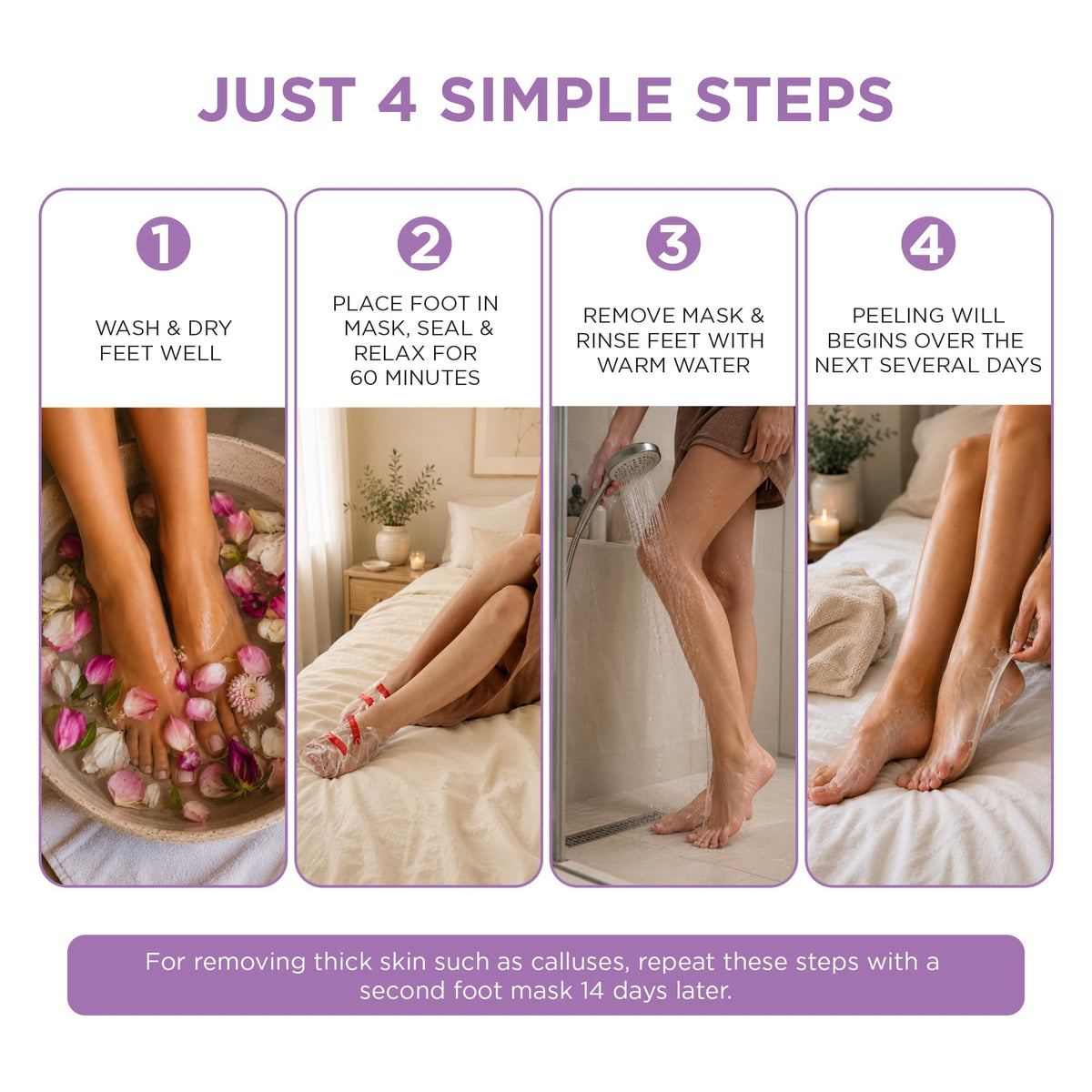DERMORA Foot Peel Mask Lavender sock-style booties
