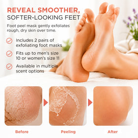 DERMORA Foot Peel Mask packaging back view with instructions