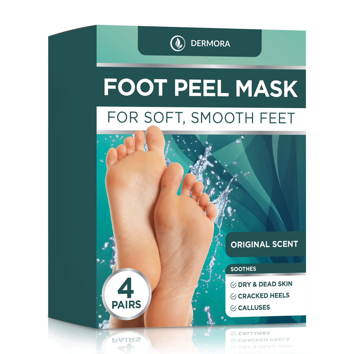 DERMORA Foot Peel Mask packaging front view